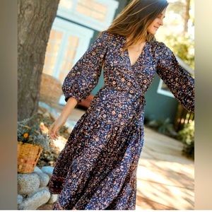 Christy Dawn Noah Dress XS in Navy Anemone Vine